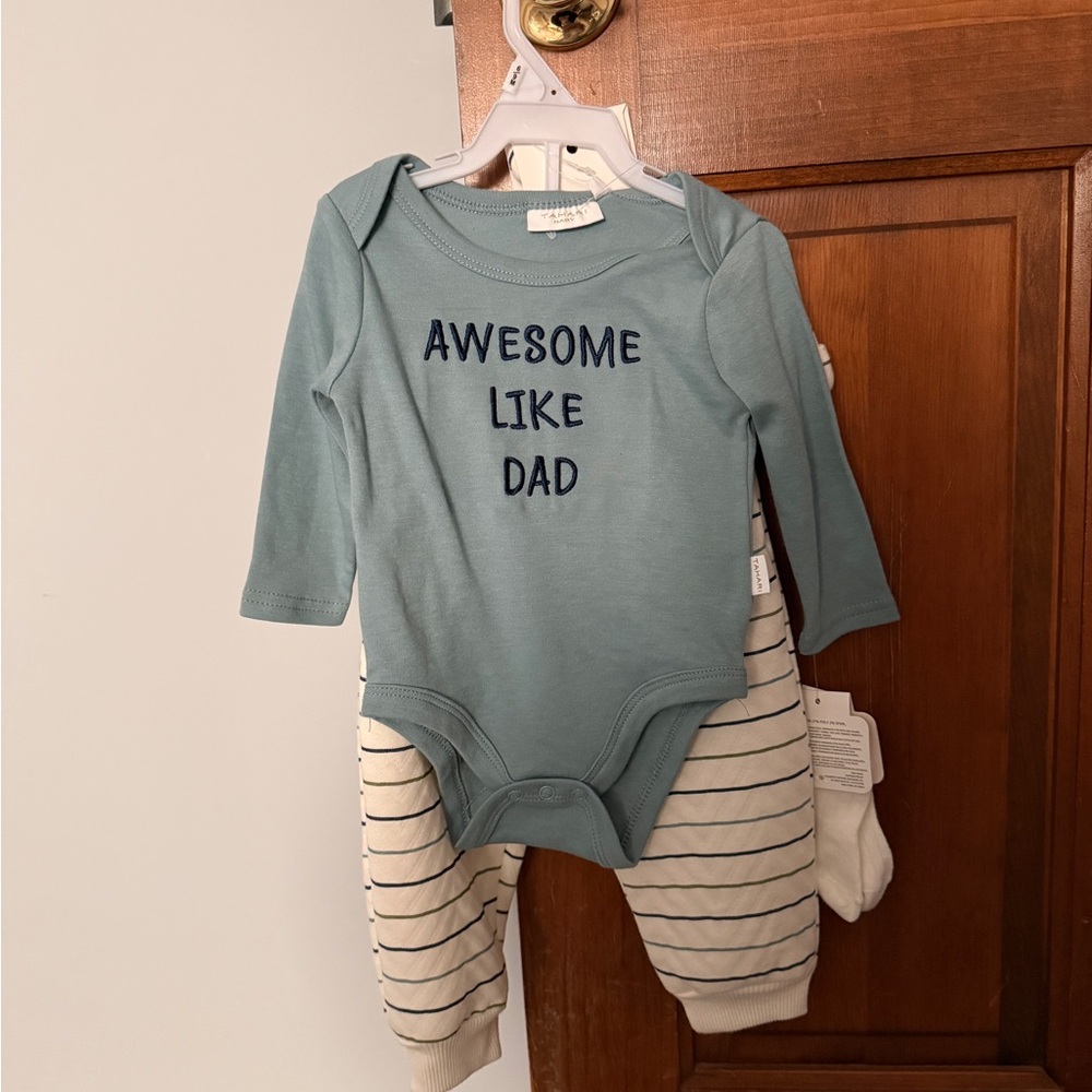 Tahari Teal 'Awesome Like Dad' Baby Bodysuit